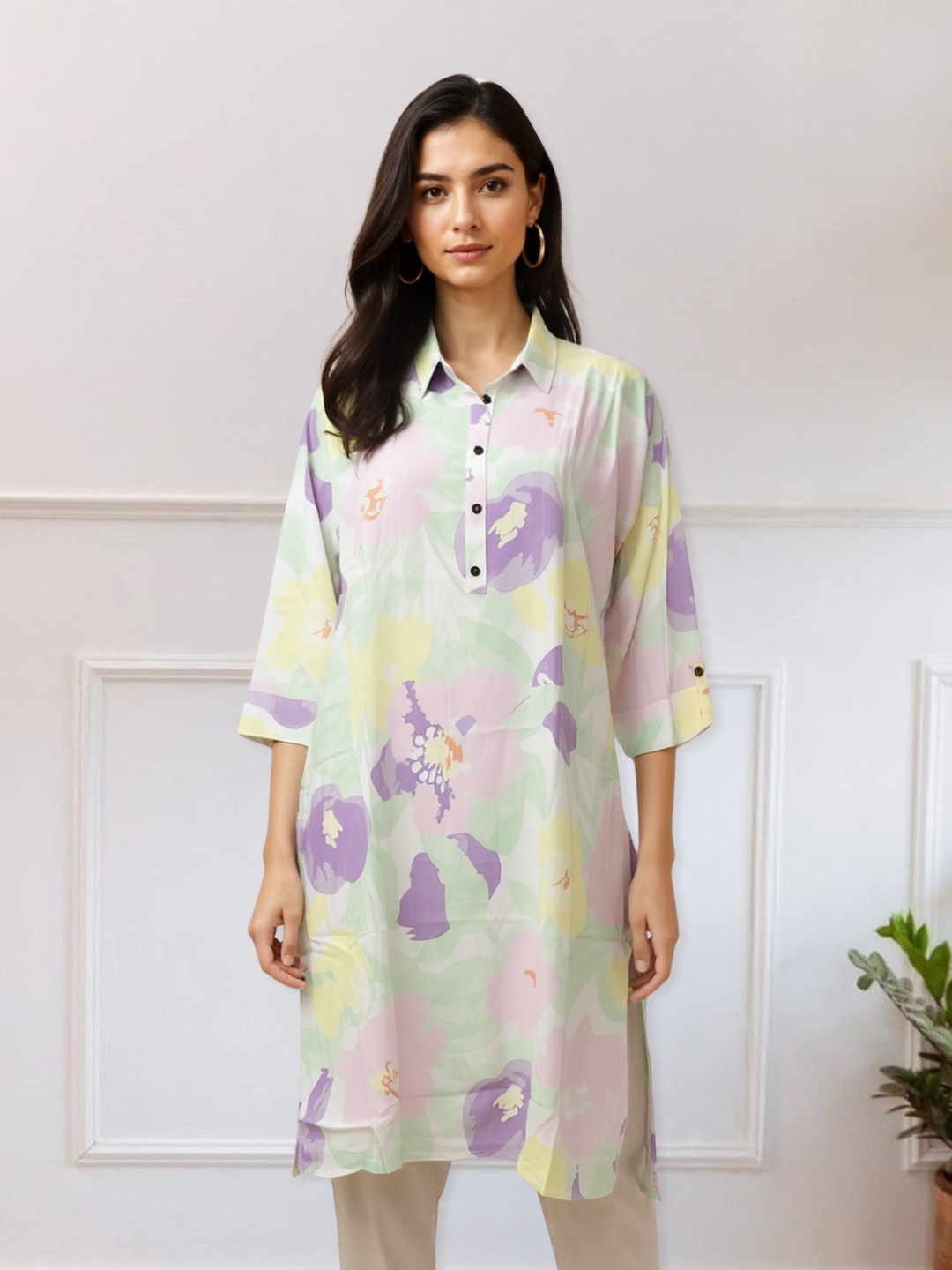 Picture of Elegant Floral Fusion Collar Neck Kurta